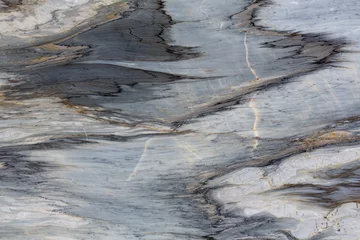 Tuinposter Close up of warm colored natural marble panel texture. © Dmytro Synelnychenko