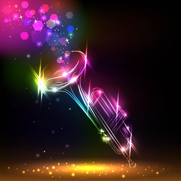 Saxophone and bright sparkle on poster