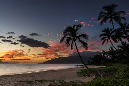 Beautiful Charley Young Beach Sunset on the tropical Island of Maui, Hawaii. 