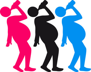 team paar 3 freunde crew bierbauch fett dick bier krug oktoberfest trinken feiern party alkohol flasche