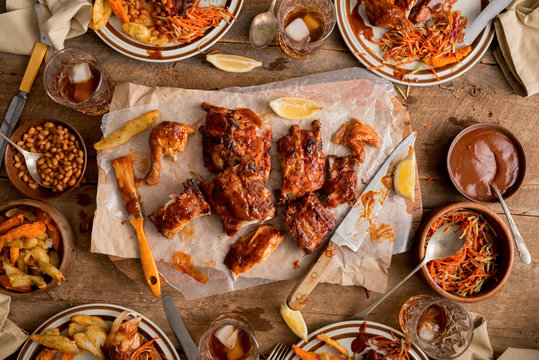 Messy Meal: Barbeque Ribs and Chicken