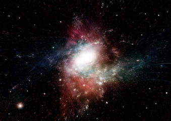 Stars, dust and gas nebula in a far galaxy