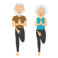 Obraz premium Elderly people doing exercises. Healthy active lifestyle retiree. Sport for grandparents, elder fitness, yoga