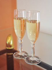 Champagne in beautiful wedding glasses

