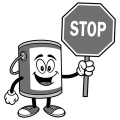 Paint Bucket with Stop Sign Illustration