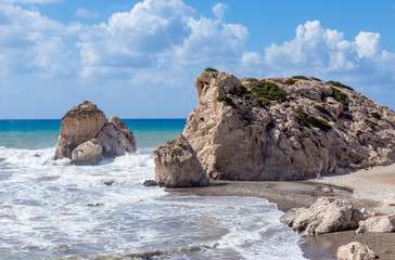 Aphrodite's Rock, ariel view from the road.