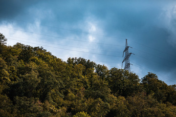 Power transmission line in the mountains