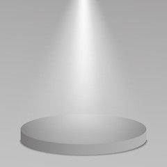 Podium, Stage lights on a gray background. vector illustration.