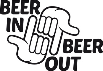 spruch party hände zeigen handschuhe beer in out raus rein trinken flasche gesicht oktoberfest comic cartoon hut mütze glas krug bier