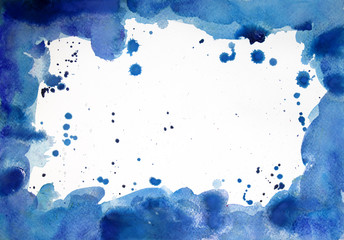 blue watercolor frame