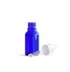 Dropper Bottle. Blue conteiner isolated on white background