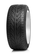 Car wheel on white background.