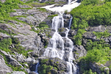 Waterfall in Tracy Arm Fjord, Alaska, United States