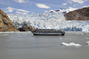 Ancored Ship in Tracy Arm Fjord, Alaska, USA