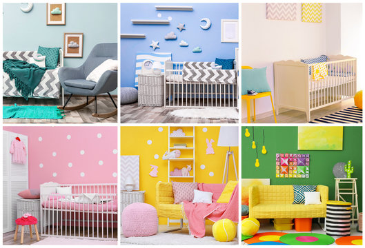 Collage with ideas for children's room interior