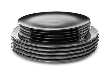 Stack of plates on white background