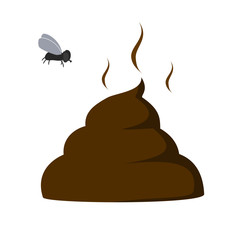 vector illustration of a poop with a fly over it