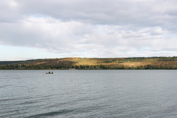 Lake and beautiful dramatic sky in Moldova.