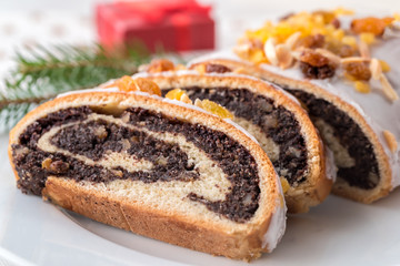 Traditional Polish poppy seeds cake and decoration for Christmas