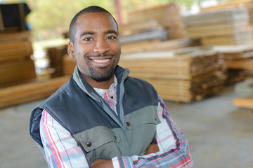Portrait of man in woodyard © auremar