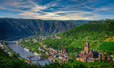 The city and the castle Cochem on the Mosel in Germany - obrazy, fototapety, plakaty