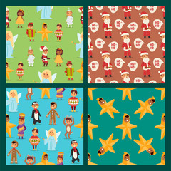 Illustration of Christmas carnival costume kids vector.