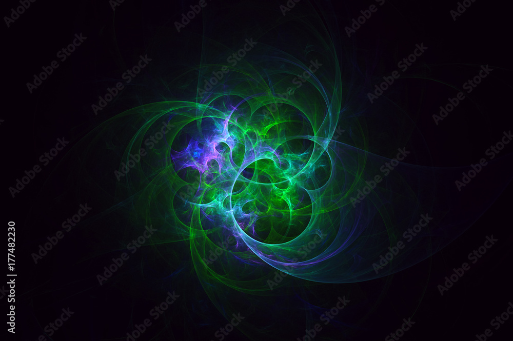 Poster 3d rendering abstract fractal light background