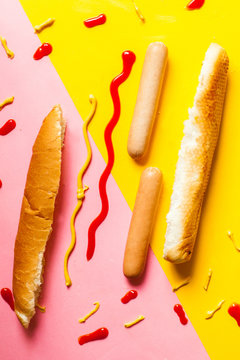 Funky separated hot dog.