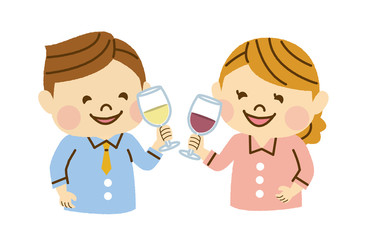 ワインで乾杯する会社員