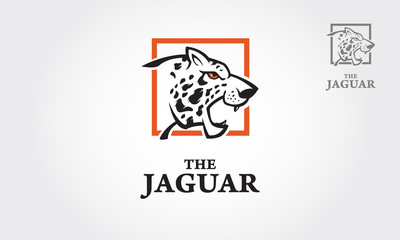 The Jaguar Vector Logo Template. This vector illustration of a big cat jaguar. Vector logo illustration.