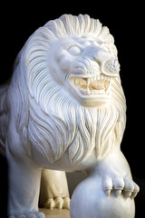 Marble Lion and Black Background. 