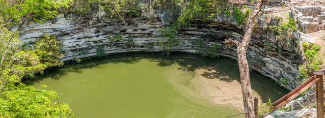 Panoramic view of Cenote Xtoloc at Chicen Itza, Yucatan, Mexico