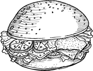 burger, sketch