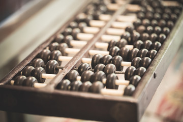 Abacus device in Chinese ancient calculator.