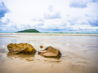 Tropical beach and sea on blue sky