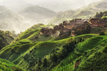 Fotobehang longji rice terrace © aaron90311