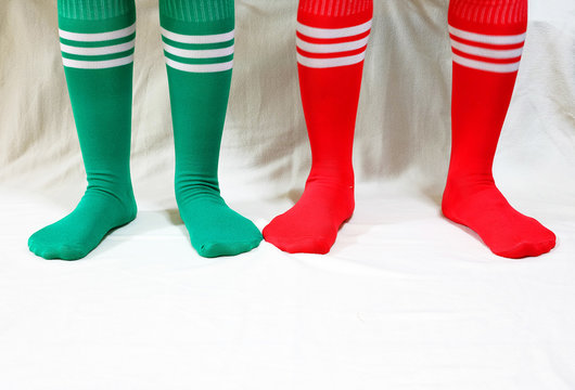 Red And Green Socks For Christmas Holidays