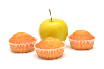 Apple muffins on white background