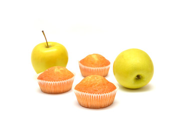 Apple muffins on white background