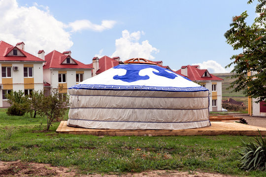 Kalmyk yurt on Elista Street. Kalmykia