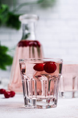 Transparent pink drink