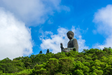 Hongkong scenic Tian Tan Buddha or Big Buddha, a large bronze statue at Ngong Ping, Lantau Island, Hong Kong.