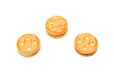 Fototapeta na wymiar Creamy cookies on a white background