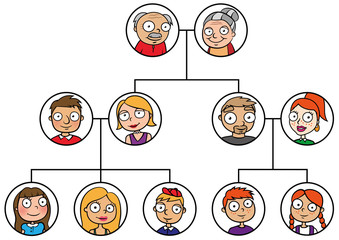 Cartoon vector illustration of family tree