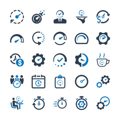 Business Time Management Icons - Blue Version