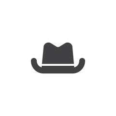 Cowboy hat icon vector, filled flat sign, solid pictogram isolated on white. Symbol, logo illustration.