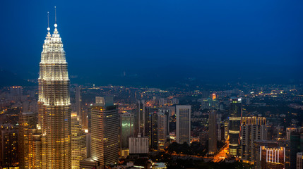 Aerial View Kuala Lumpur city skyline