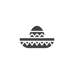 Fototapeta premium Mariachi hat icon vector, filled flat sign, solid pictogram isolated on white. Symbol, logo illustration.