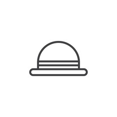 Men's hat bowler line icon, outline vector sign, linear style pictogram isolated on white. Symbol, logo illustration. Editable stroke