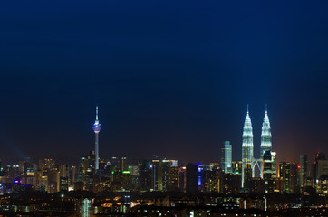 Kuala Lumpur city skyline night landscape